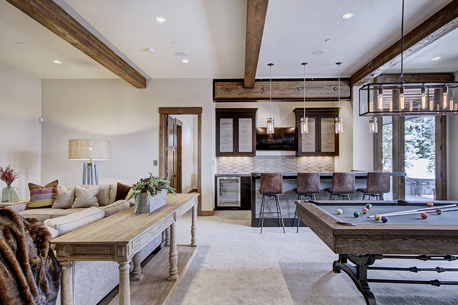 Living room - rustic living room idea in Denver