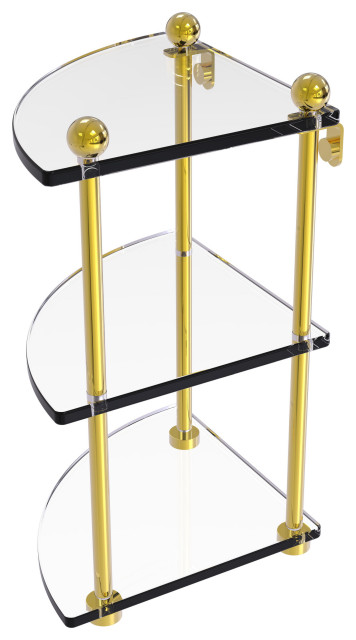 Allied Brass 8 in. L x 15 in. H x 8 in. W 3-Tier Corner Clear Glass