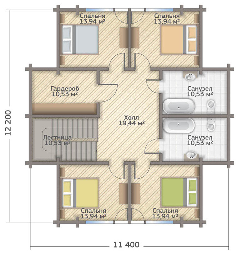 Деревянный дом из клееного бруса 265 метров (СП-265 GOOD WOOD)