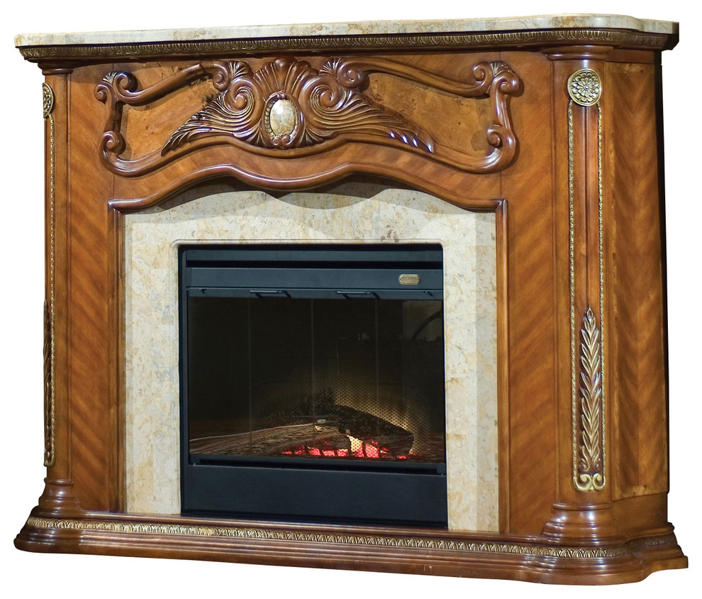 Cortina Electric Fireplace, Honey Walnut