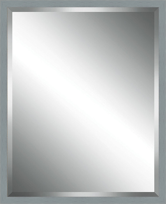 Grey Washed Wood Framed Beveled Plate Glass Mirror 14 X38 Transitional Bathroom Mirrors By Watermark By Somerset House