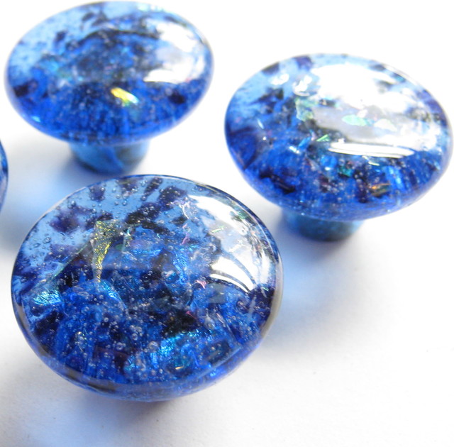 Blue Violet handmade glass cabinet knobs and drawer pulls