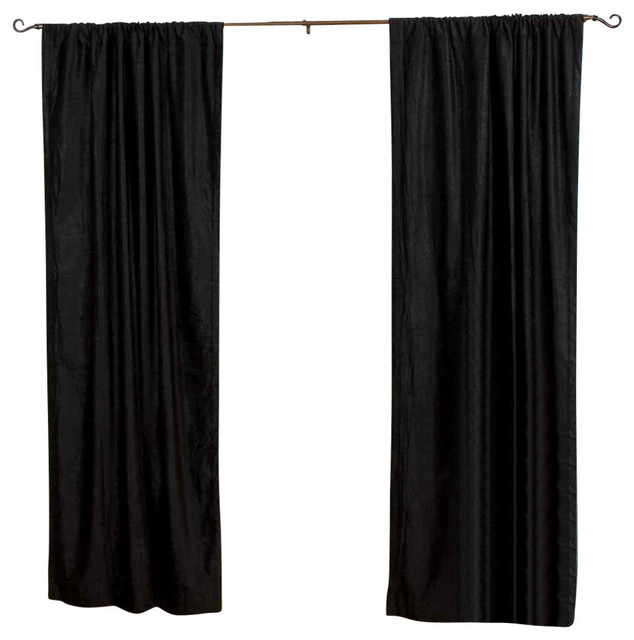 Velvet Blackout Home Theater Curtain Panel Black Traditional Velvet Blackout Home Theater Curtain Panel 43x63 Black