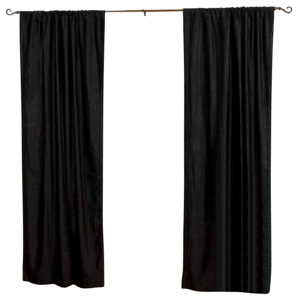Black Rod Pocket  Velvet Cafe Curtain / Drape / Panel  - 43W x 36L - Piece