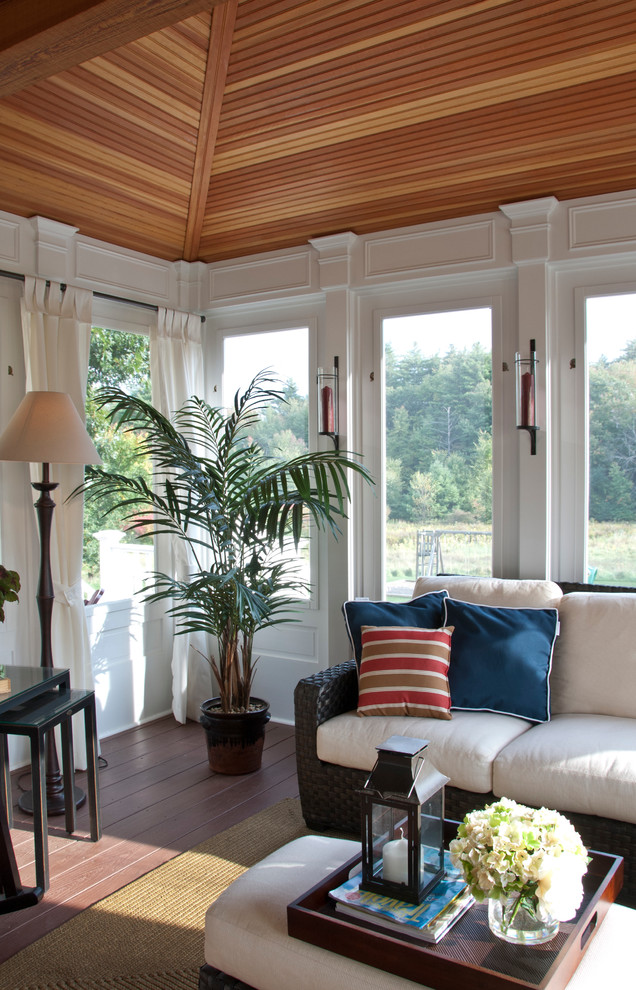 Inspiration for a mid-sized traditional sunroom in Boston with medium hardwood floors, no fireplace and a standard ceiling.