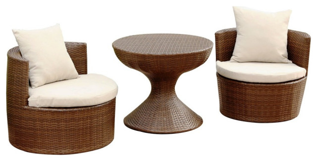 Palermo Outdoor Brown Wicker 3-Piece Chair Set