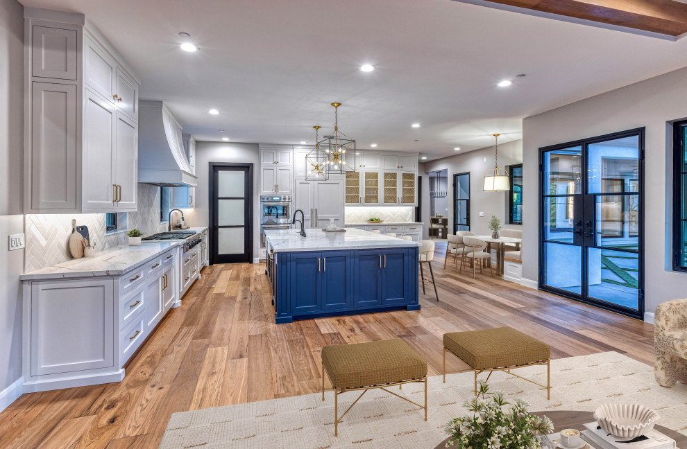 Kitchen, Breakfast Nook & Courtyard Connection | French Country Transitional Est