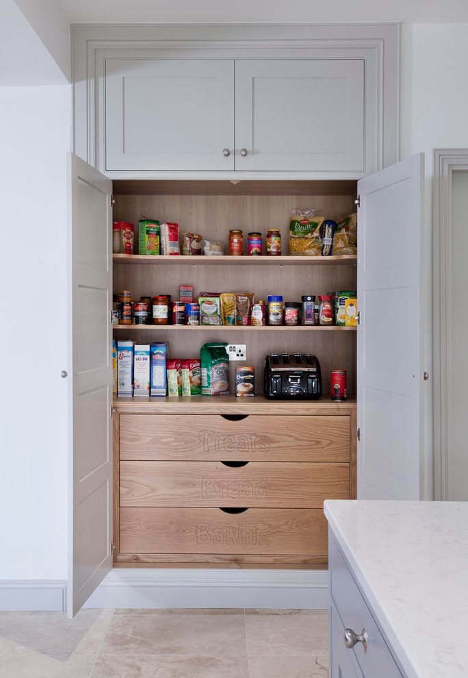 Photo of a transitional kitchen pantry in Dublin.