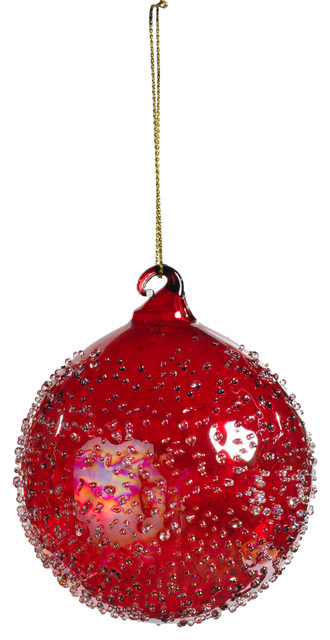 Details about   Brand New Set of 6 Clear Glass Ball with Red Sequins Christmas Tree Ornaments 