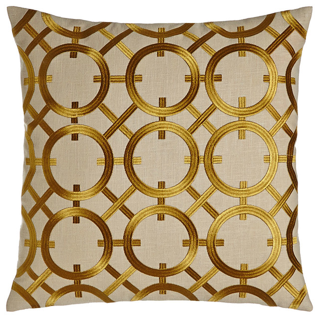 Crisanto Citron Embroidered Pillow - GOLD