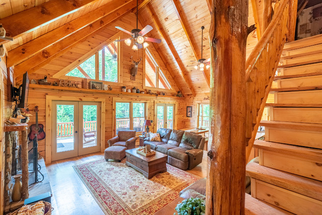 Luxury Rental Cabin In Virginia Rustic Staircase Other By