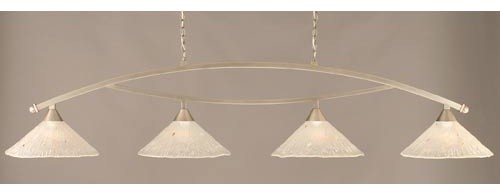 Bow Brushed Nickel Four-Light Island Pendant with 16-Inch Frosted Crystal Glass