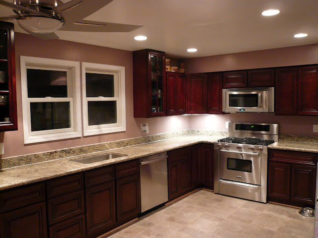 Transitional kitchen photo in DC Metro with beaded inset cabinets, dark wood cabinets and granite countertops