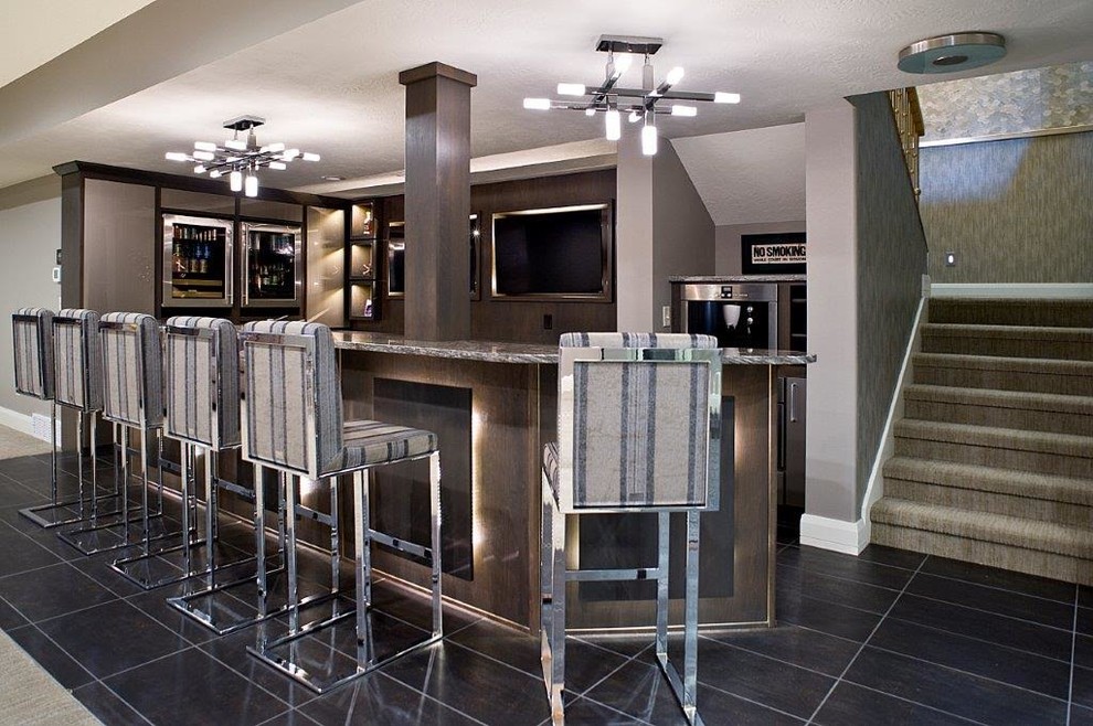 This is an example of a contemporary home bar in Other.