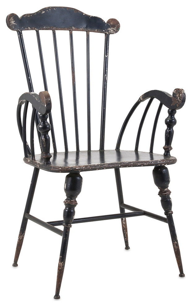 Well Designed Black Metal Arm Chair Farmhouse Dining Chairs By Imax Worldwide Home Houzz