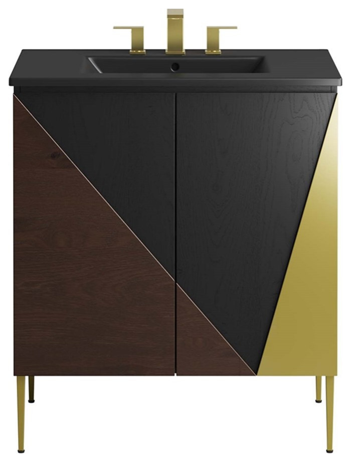 Modway Alchemist 30" Modern Wood Bathroom Vanity with Tapered Legs in