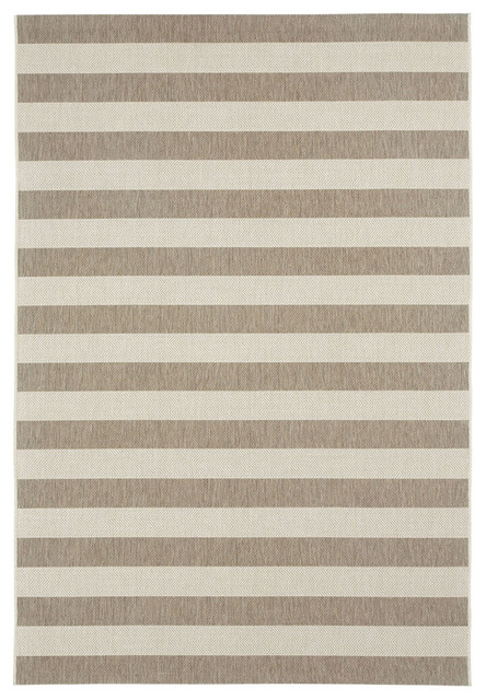 Capel Elsinore-Stripe 4730 Striped Outdoor Rug, Wheat, 3'11"x5'6"