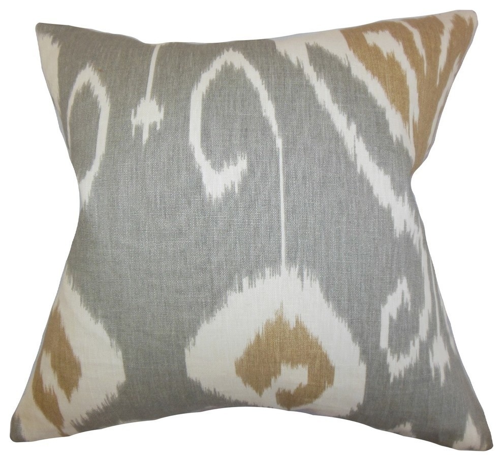 Cleon Ikat Pillow Gray Mediterranean Decorative Pillows By