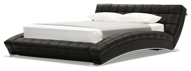 Adonis Black Tufted Leather Platform Bed Contemporary Platform Beds By Zuri Furniture