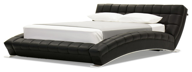 Adonis Black Tufted Leather Platform, King Size Leather Platform Bed