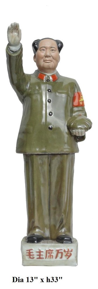 Chinese Green Suit Ceramic Chairman Mao Figure