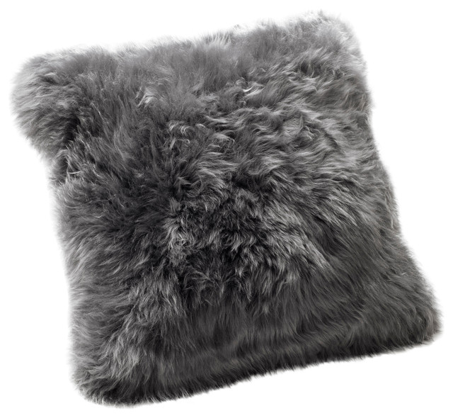 Large New Zealand Sheepskin Cushion, Grey