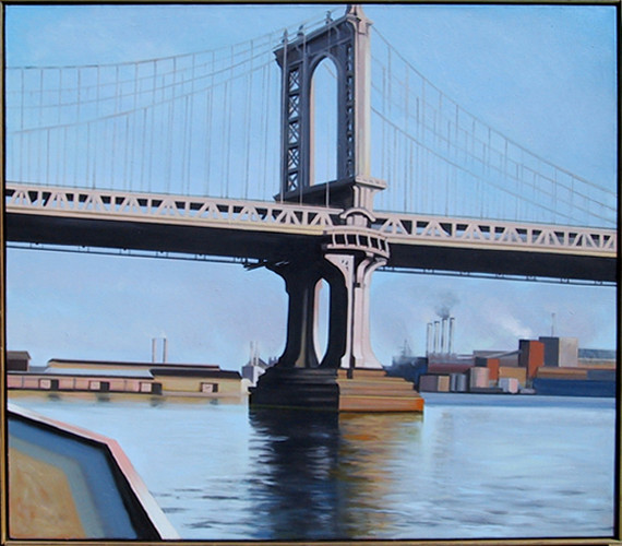 Lowell Blair Nesbitt, Manhattan Bridge, Oil Painting