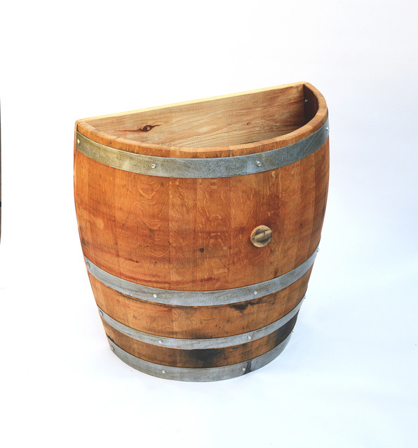 Wine Barrel Three Quarter Barrel Wall Planter Straight Cut Rustic