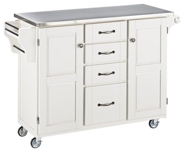 Hawthorne Collections Stainless Steel Kitchen Cart in White