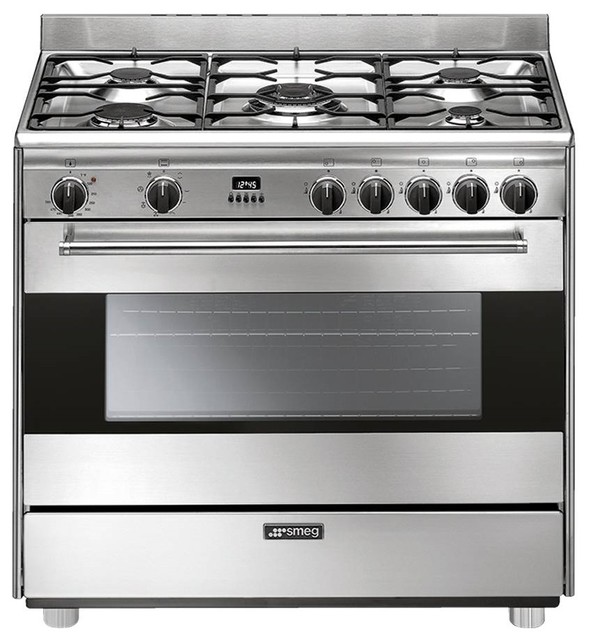 Smeg 36'' 5 Burner Dual Fuel ProStyle Range Contemporary Gas Ranges And Electric Ranges