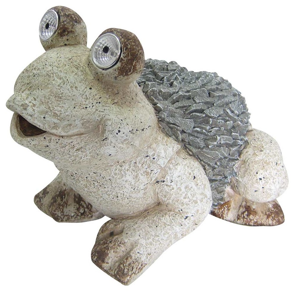 Solar Frog Statue, 12" Rustic Garden Statues And Yard Art by