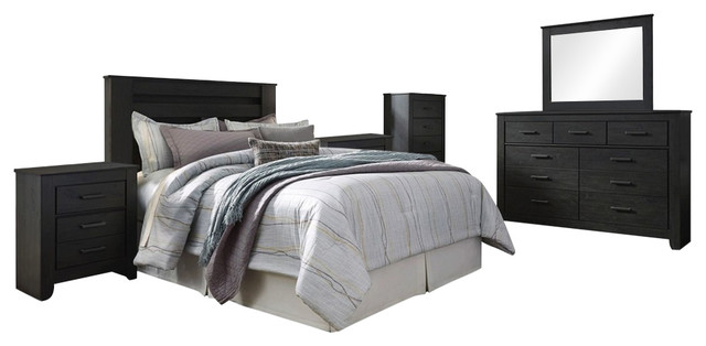 Ashley Brinxton 6 Piece Headboard Bedroom Set Black Queen Full