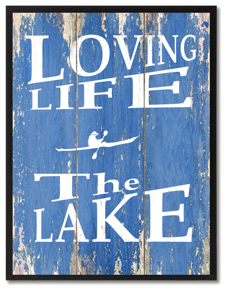 Loving Life The Lake Inspirational, Canvas, Picture Frame, 13"X17"