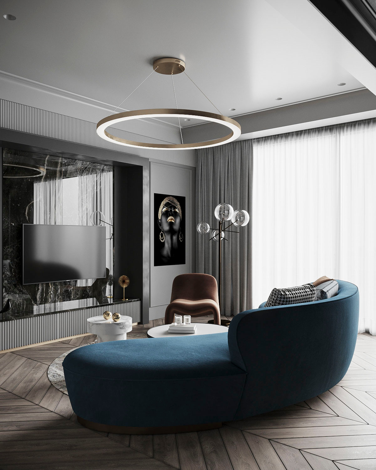 Атмосферная кухня_гостинная