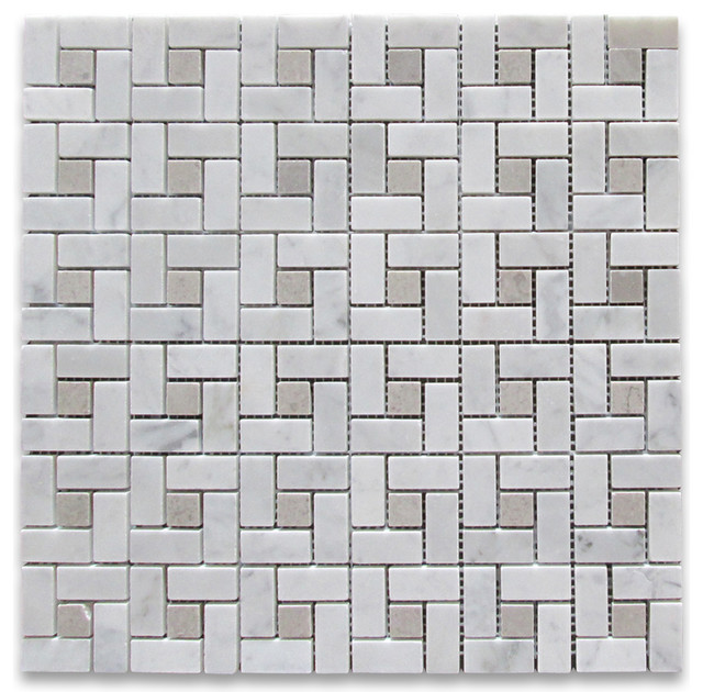 12 X12 Carrara White Target Pinwheel Windmill Spiral Mosaic Gray 12 X12 Carrara White Target Pinwheel Windmill Spiral Mosaic Gray Dots Polished Modern