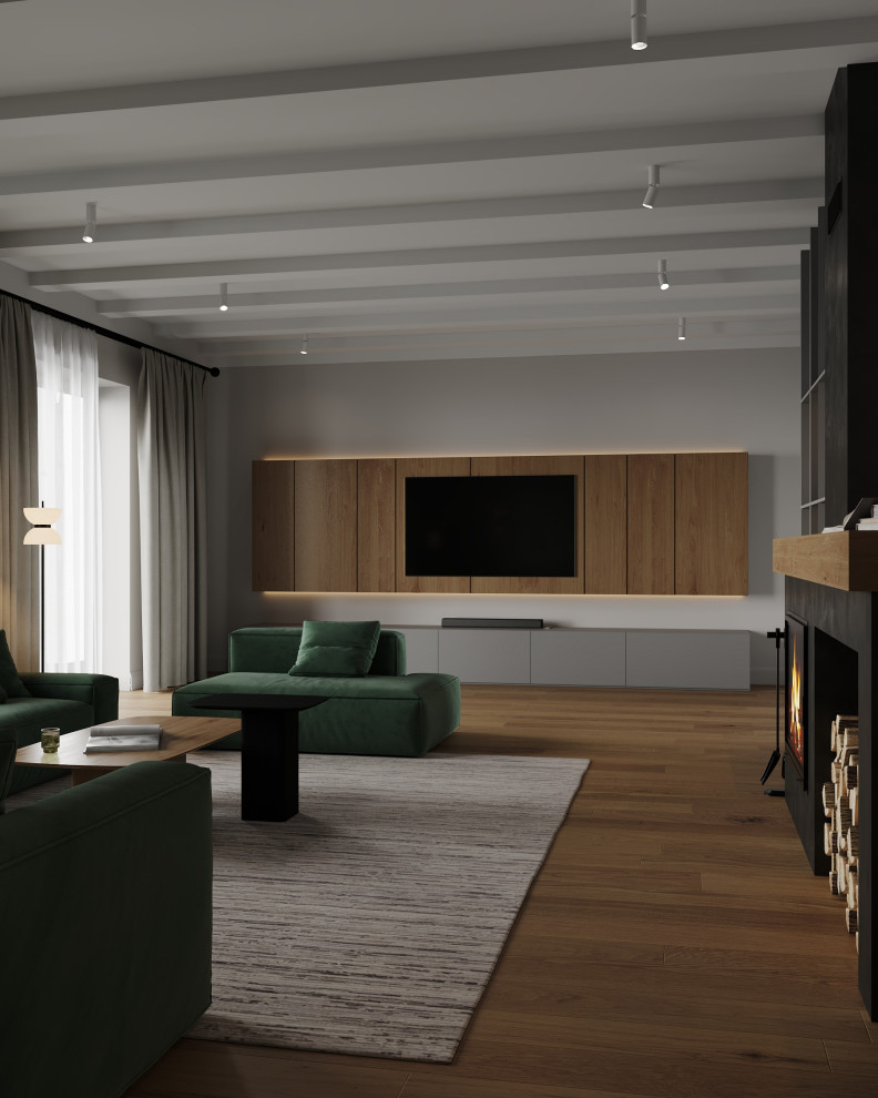 Кухня-гостиная (Частный дом в Малой Валяевке, Пензенская область)