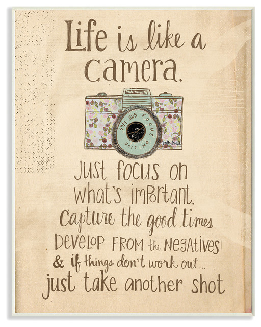 "Life is Like a Camera" Wall Plaque, 10"x15" Contemporary Novelty