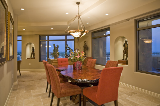 Dining Room Penthouse Condominium Scottsdale Waterfront rustic-dining-room