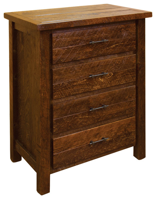 Rustic Barn Wood Style Timber Peg 4 Drawer Chest/Dresser