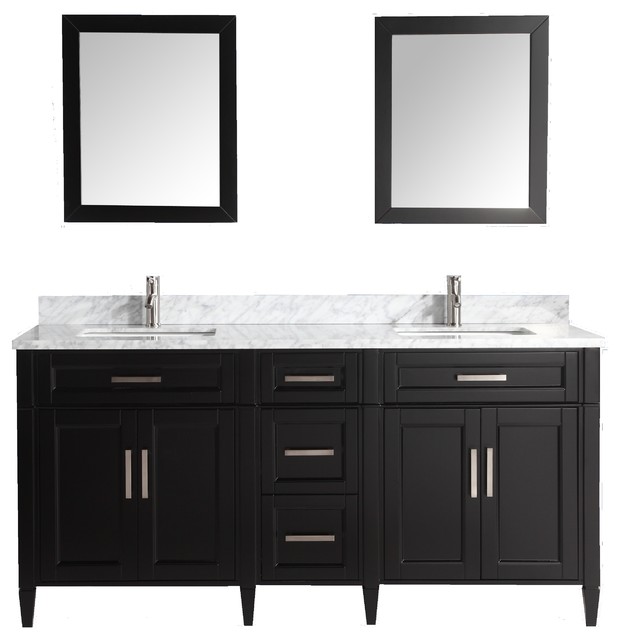Vanity Set With Carrara Marble Top 72, Black Bathroom Vanity Set