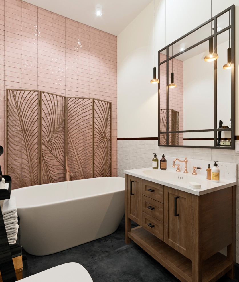 Розовая ванная комната