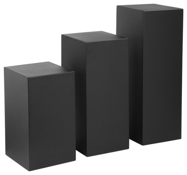 American Home Classic Miami Modern Metal Pedestals in Matte Black (Set