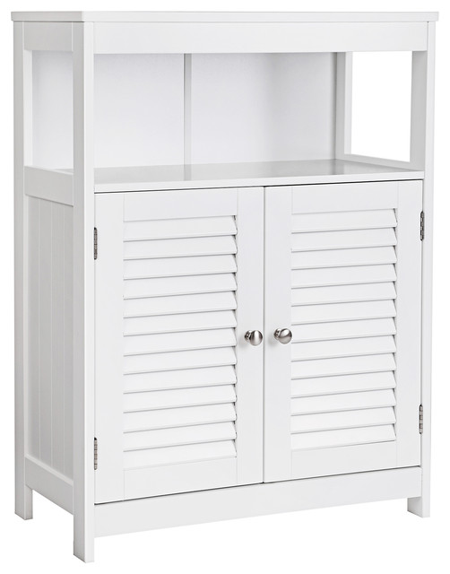 Bathroom Storage Floor Cabinet 2 Door Freestanding Bathroom Floor Cabinet White Beach Style Bathroom Cabinets By Ameziel Inc Houzz