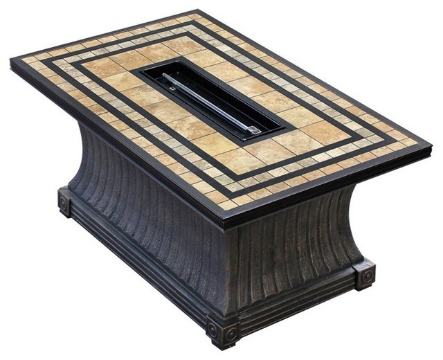 TKC Tuscan 32"x52" Gas Fire Pit Table in Porcelain Top Traditional Fire Pits by Homesquare