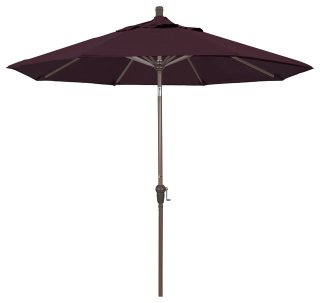 9' Champagne Auto-Tilt Crank Aluminum Umbrella, Purple Pacifica