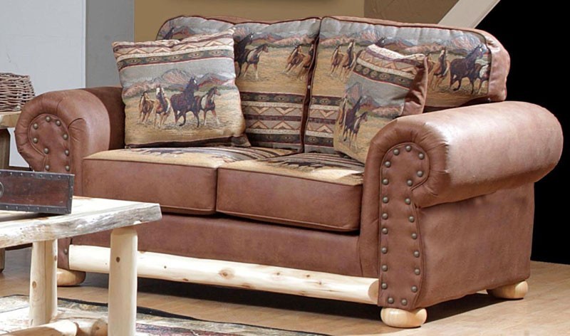 Chelsea Home Furniture - Verona Bonanza Paint/Cochise Saddle Loveseat - 3624-L