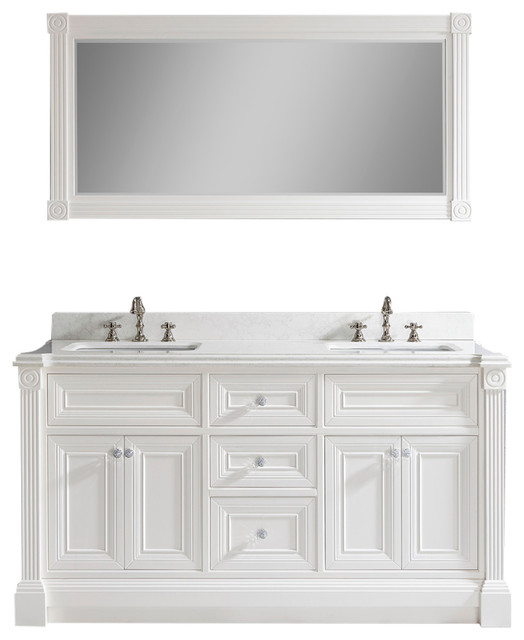 Art Bathe Avenue 63" Vanity Set With Solid Surface Quartz Top, White