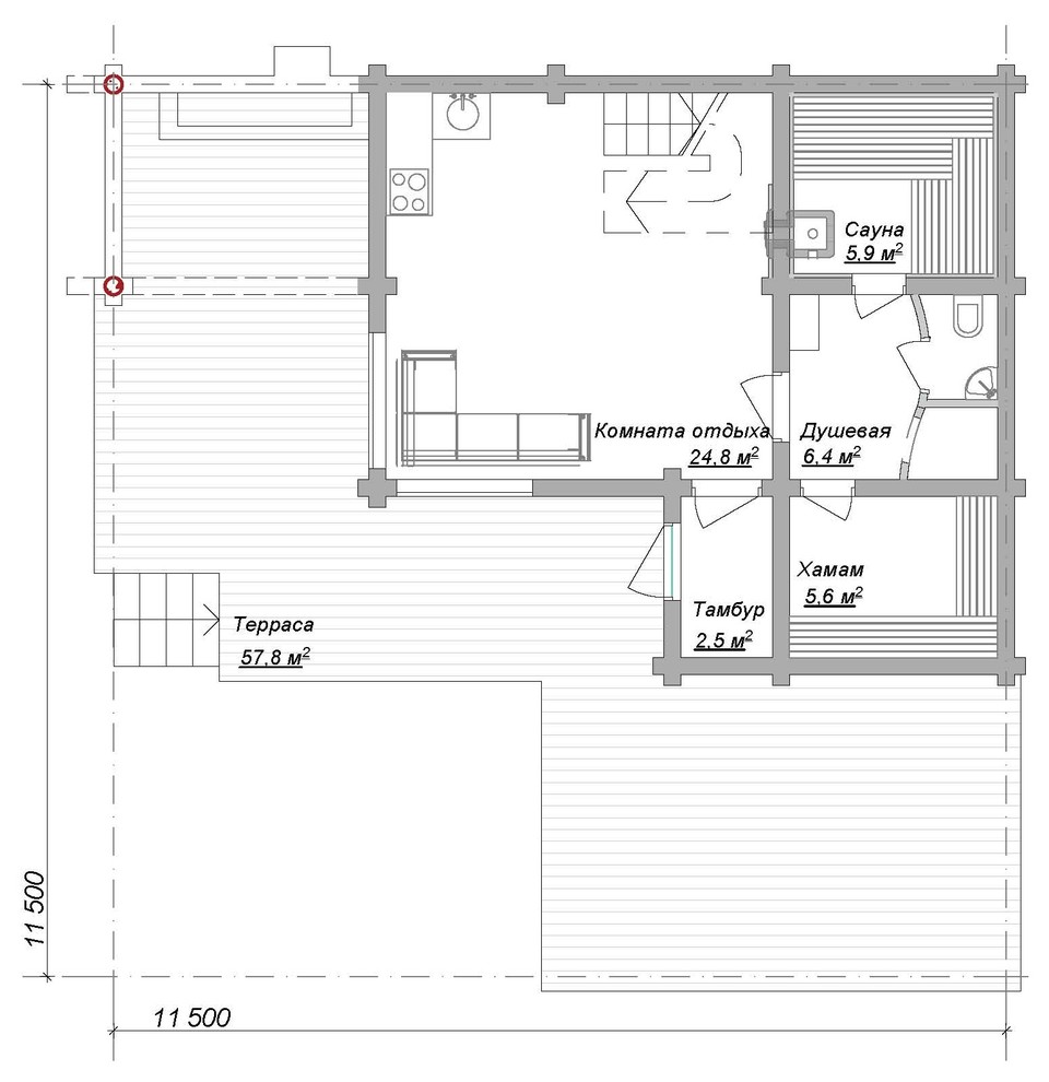 Дом-баня из бруса Здравица-123