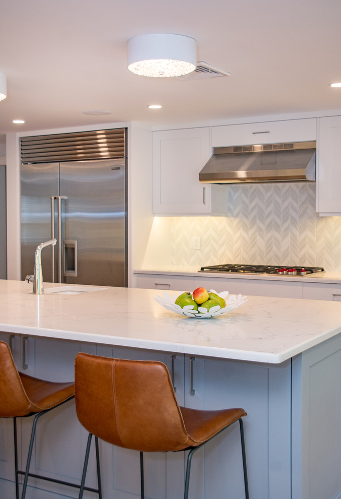 Example of a transitional kitchen design in Boston