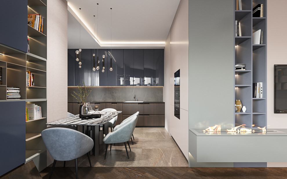 Студия в современном стиле  в колониальных тонах